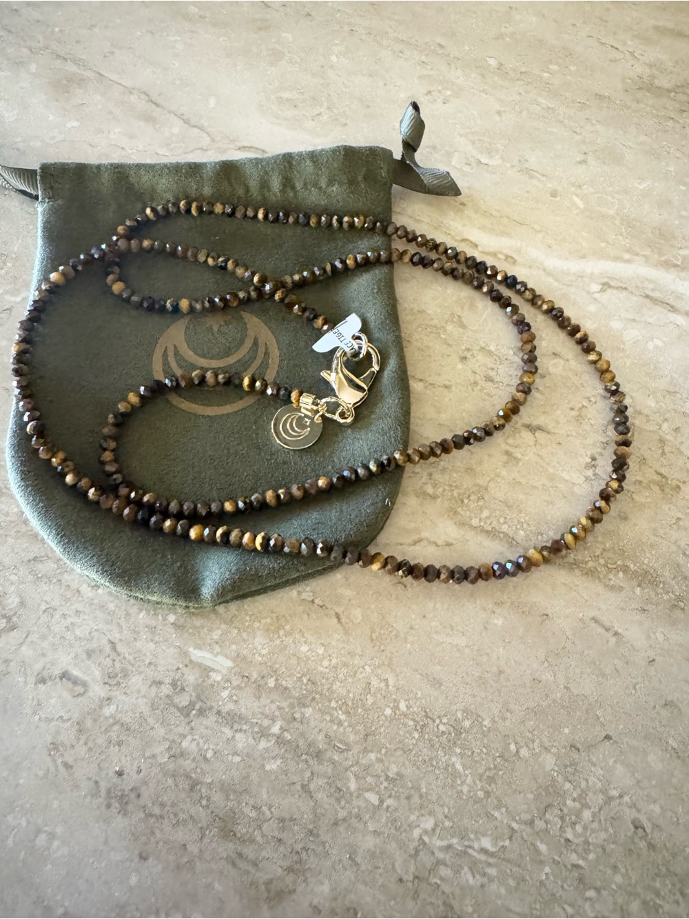 Jane Win Double Wrap Diamond Cut Beaded Necklace in Tigers Eye - Picture 5 of 11